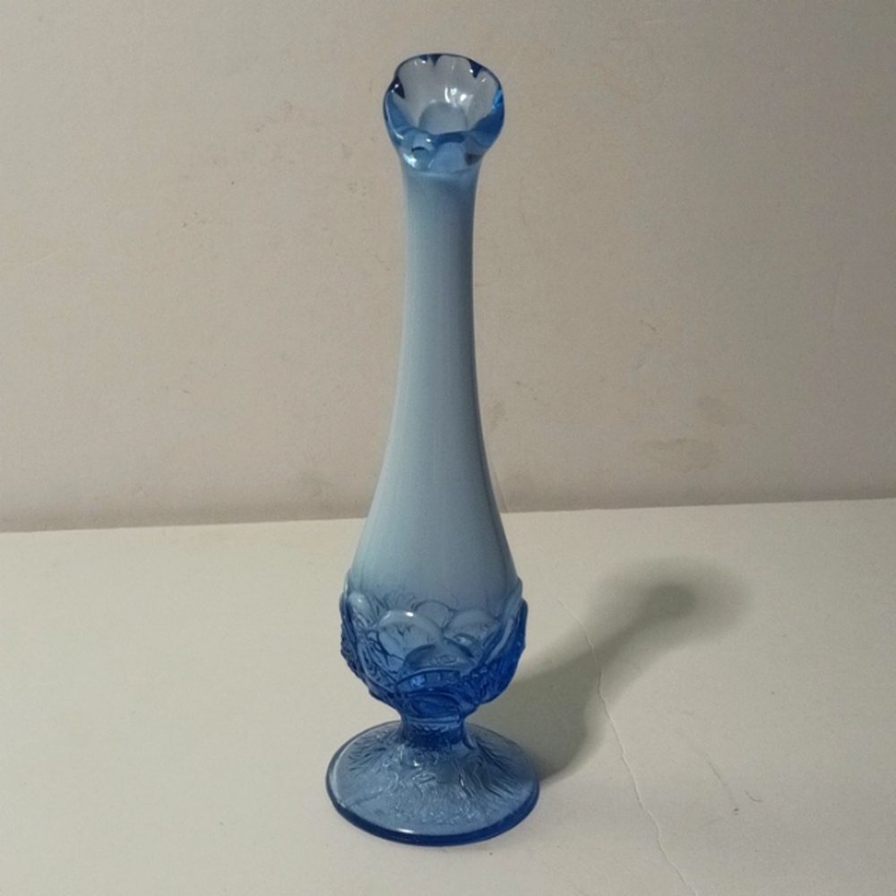 Fenton Blue Art Glass Vase - Picture 8 of 8